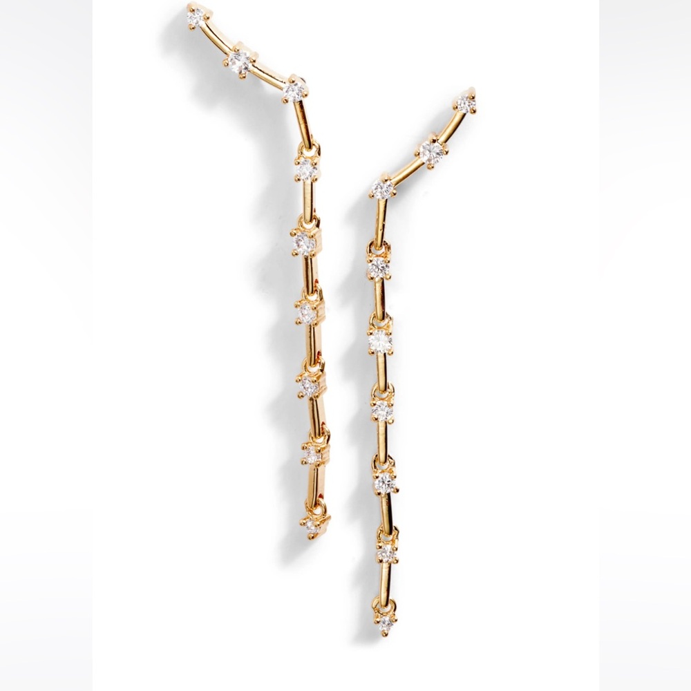 ✨ Nordstrom Cubic Zirconia Linear Drop Earrings – Clear/Gold ✨